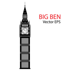 Obraz premium Ilustracja wektorowa Big Ben Tower, Londyn. Na białym tle.