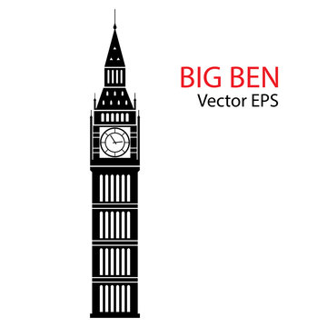 Fototapeta Vector Illustration of Big Ben Tower, London. Isolated on white background.