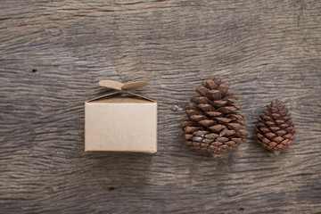 Vintage Gift box on wood background