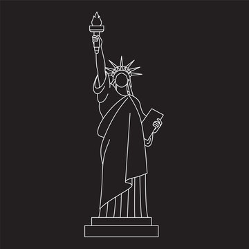 Statue of liberty, vector line icon.