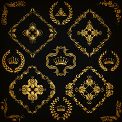 Set of vector damask ornaments.