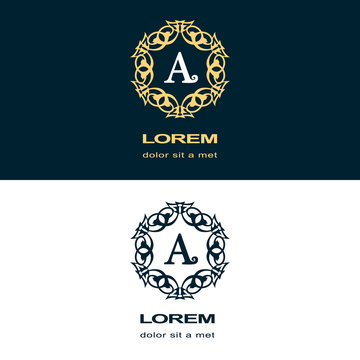 Monogram design elements, graceful template. Calligraphic elegant line art logo design. Letter emblem sign A for Royalty, business card, Boutique, Hotel, Heraldic, Cafe, Jewelry. Vector illustration