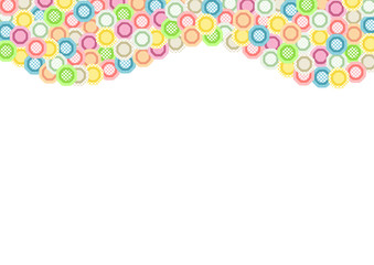 Bunte Achtecke gefüllt mit verschiedenen Mustern wellenförmig angeordnet im oberen Bereich mit großem weißen Textfeld unterhalb