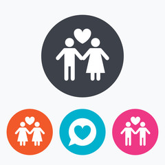 Couple love icon. Lesbian and Gay lovers signs.