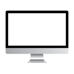 Computer monitor mock up, PC with display isolated on white