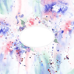 Watercolor vintage frame with flowers