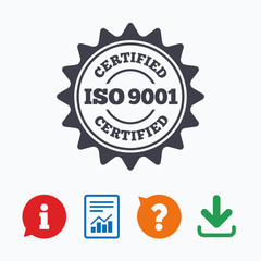 ISO 9001 certified sign. Certification stamp.