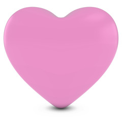 Pink 3D Heart Shape Isolated on White with Shadows