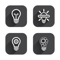 Light lamp icons. Energy saving symbols.