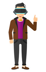 Man wearing virtual reality headset.