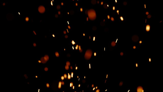 Rising Embers, Medium Flames (24fps). Fire on medium heat, hot burning embers rise up. The shallow focus makes the particles bokeh.