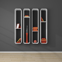 3d rendered bookshelves.