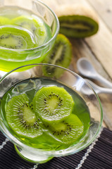 dessert green jelly with kiwi fruit