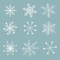 Naklejka na ściany i meble Set of simple hand drawn snowflakes.
