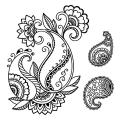 Henna tattoo flower template.Mehndi.