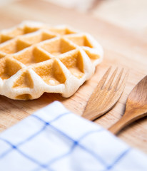 Waffle on wood table