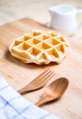 Waffle on wood table