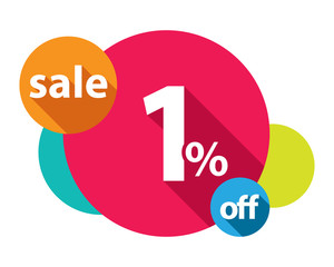 1% discount logo colorful circles
