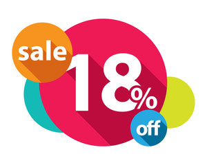 18% discount logo colorful circles