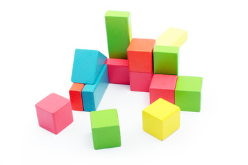 Wooden blocks in different shapes and colors