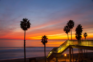 Vibrant Beach Sunset - obrazy, fototapety, plakaty