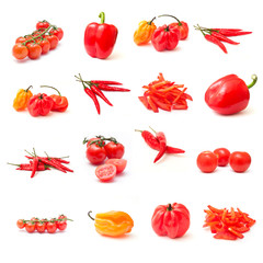 composition légumes rouge sur fond blanc