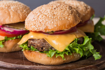 Closeup of classic burger