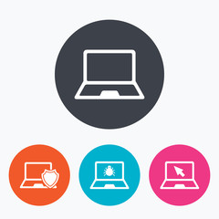 Notebook laptop pc icons. Virus or software bug.