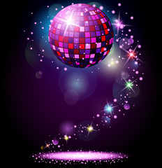 Sparkling disco ball. Night party