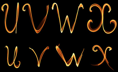 alphabet sign glowing fire, flame burn sign