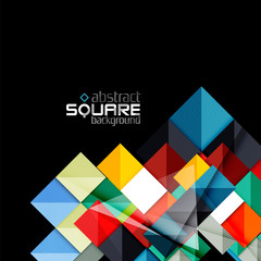 Fototapeta premium Glossy color squares on black. Geometric abstract background