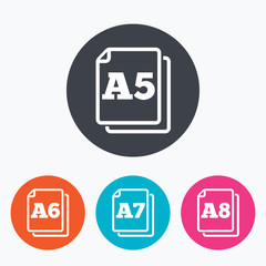 Paper size standard icons. Document symbol.