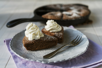 Cherry cake with whipped cream