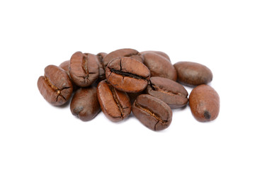 roasted coffee beans on a white background