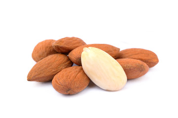 almond kernels isolated on white background