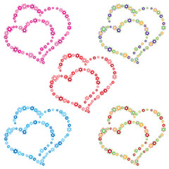 Two hearts composed of colorful flowers. Vector illustration