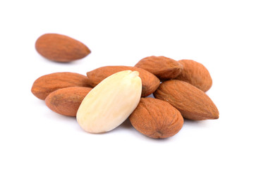almonds on a white background