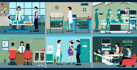 The process of pregnant women who are in the care of a doctor.