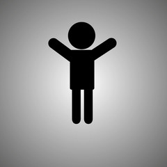 Happy man raising up his arms icon, vector illustration EPS 10