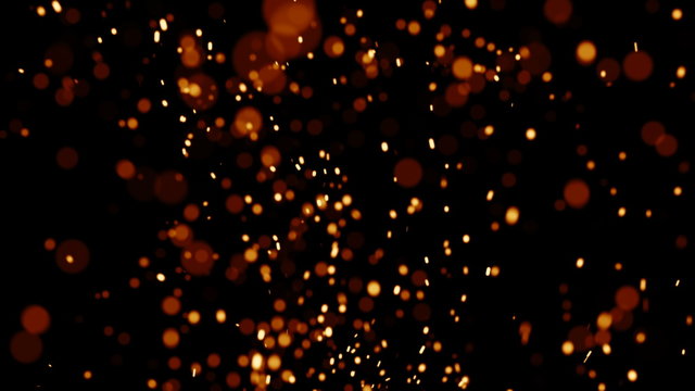 Rising Embers, High Flames (60fps). Fire on high heat, hot burning embers rise up. The shallow focus makes the particles bokeh.