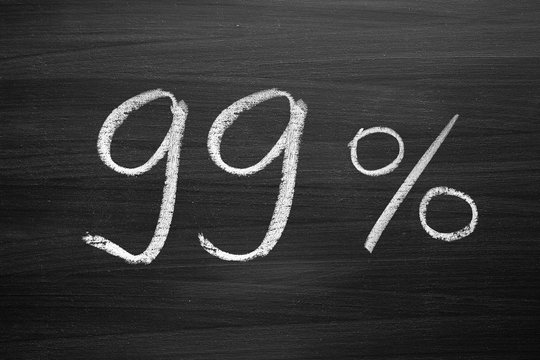 99-percent title written with a chalk on the blackboard