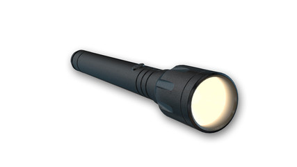 Flashlight, electric lamp isolated on white background