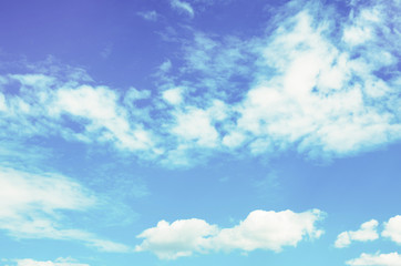 White clouds in blue sky.