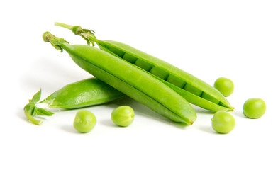 fresh green peas isolated on a white background