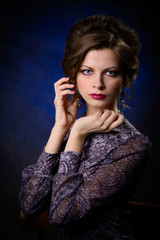 Fototapeta premium Young beautiful retro lady
