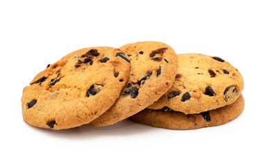 Chocolate chip cookie on white