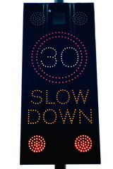 Warning traffic sign for speed limit