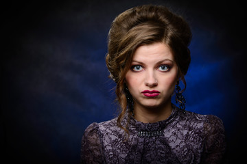 Young beautiful retro lady