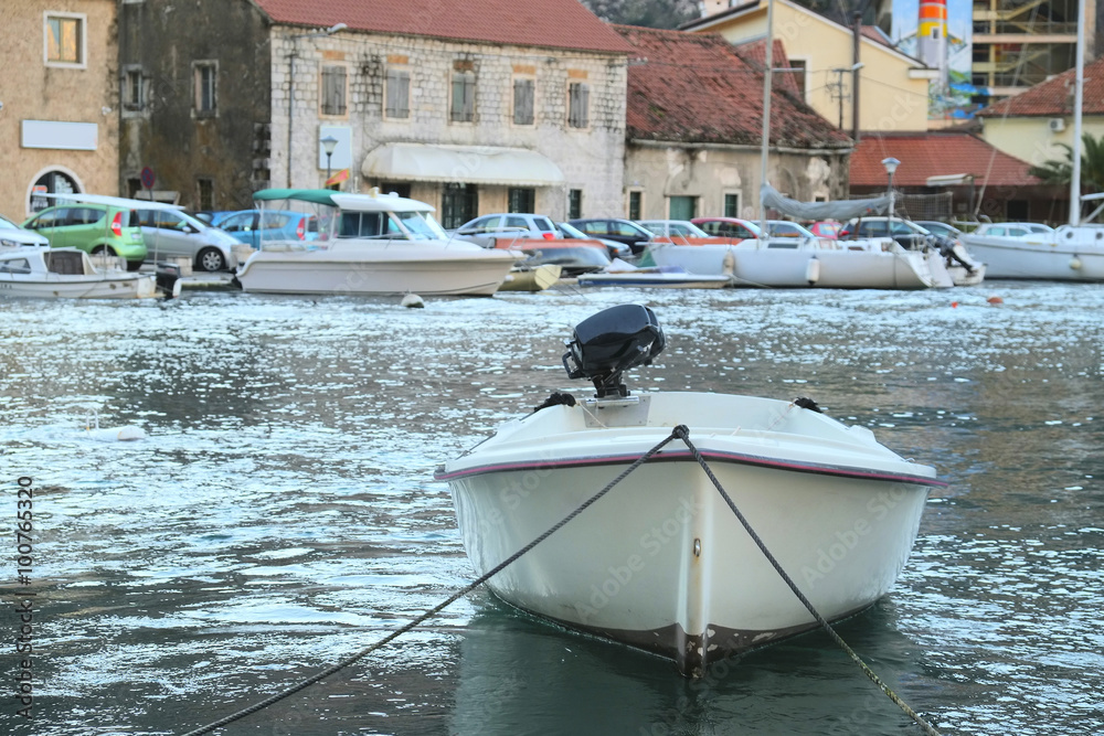 Wall mural Boats in Perast, Montenegro