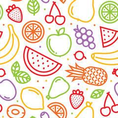Fruits seamless vector pattern on white
